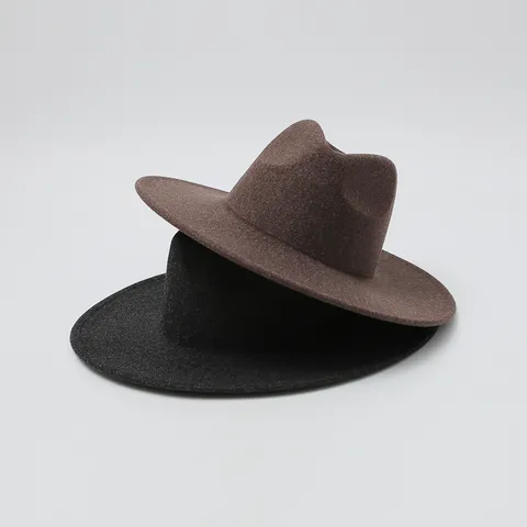 Vintage British Style Faux Wool Fedora Hat Wide Brim Jazz Cap For Men Women Winter Warm Fashion Hat