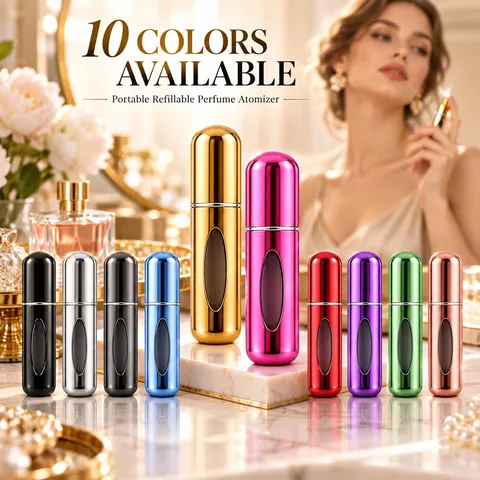 Portable Refillable Perfume Atomizer Bottom Fill Spray Bottle With Visual Window Metal Aluminum Case For Travel Fragrance