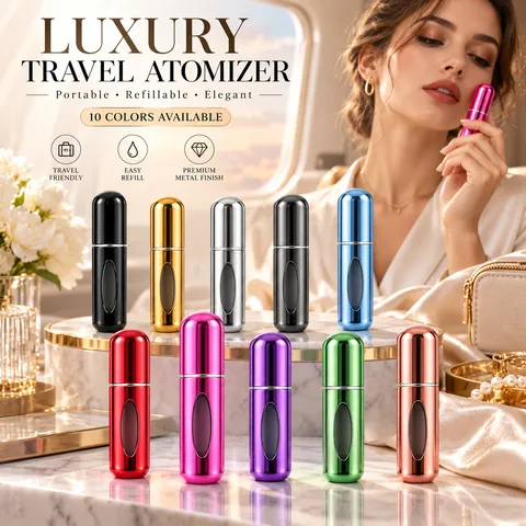 Portable Refillable Perfume Atomizer Bottom Fill Spray Bottle With Visual Window Metal Aluminum Case For Travel Fragrance