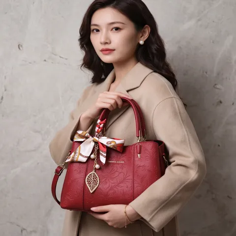 Elegant Embossed PU Leather Top-Handle Bag For Women Large Capacity Floral Color Blocking Shoulder Crossbody Bag Mother's Day Gift Casual Daily Handbag