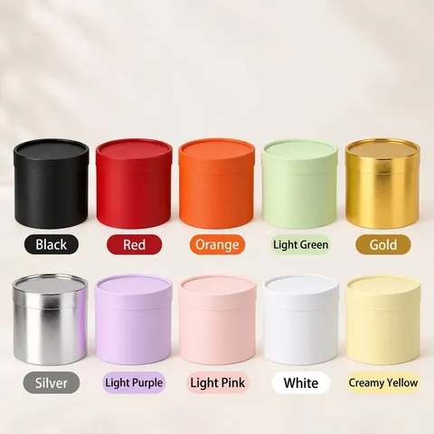 Mini Round Cylindrical Gift Box Cardboard Flower Packaging Bucket With Lid Decorative Storage Container Multi Colors