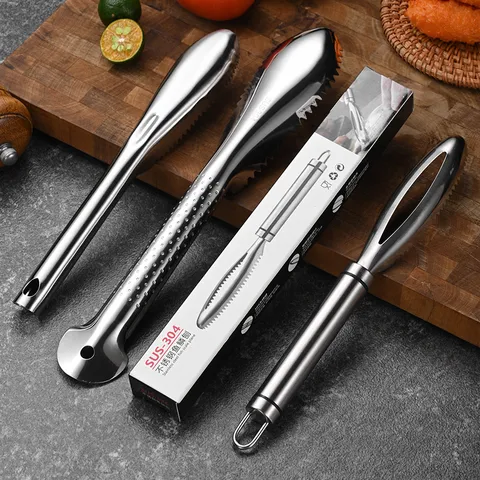 Squamatore Per Pesce 304 430 Acciaio Inossidabile Strumento Di Pulizia Manuale Con Manico Ergonomico Per Cucina