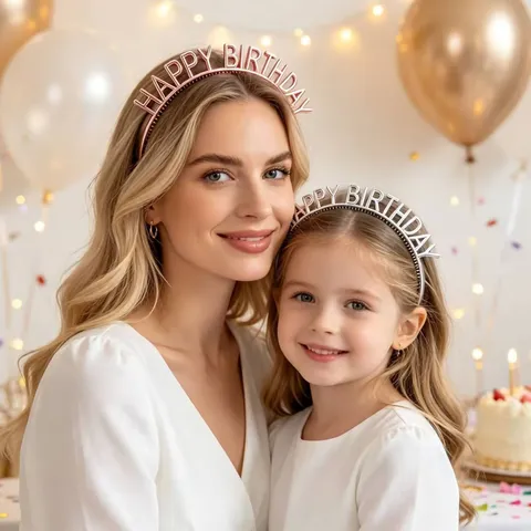Happy Birthday Headband Plastic Electroplated Glitter Hair Hoop Party Celebration Hair Accessories For Kids Adults