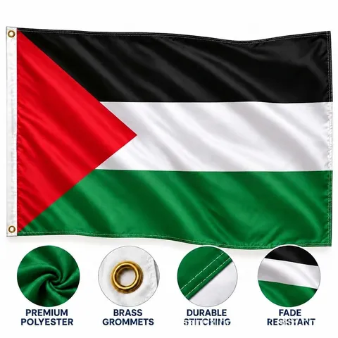 Palästina Nationalflagge Hochwertiges Polyester Pongee Siebdruck Banner Für Outdoor Indoor Unterstützung Festival Dekoration