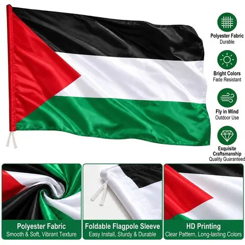 Palästina Nationalflagge Hochwertiges Polyester Pongee Siebdruck Banner Für Outdoor Indoor Unterstützung Festival Dekoration