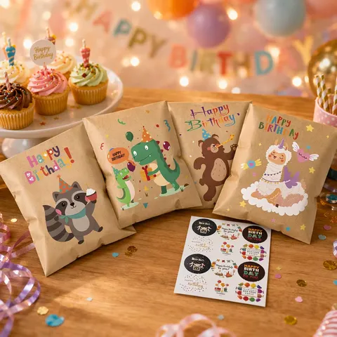 Süße Tiere Geburtstag Dankeschön Geschenkumschläge Und Aufkleber Cartoon Kraftpapier Umschläge Für Party Hochzeit Grußkarten