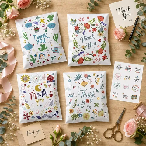 Creative Cartoon Animal Gift Paper Bags Floral Birthday Greeting Envelope Bags With Thank You Stickers For Party Favor Packaging
