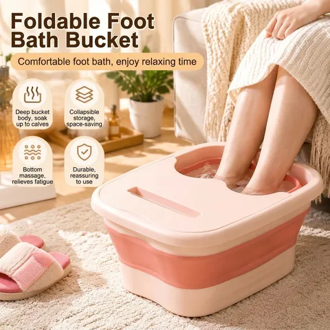 Tragbare Faltbare Fußbadewanne Mit Massagepunkten Home Fuß Spa Becken Zusammenklappbarer Fußeinweicheimer Mit Deckel Und Telefonhalter