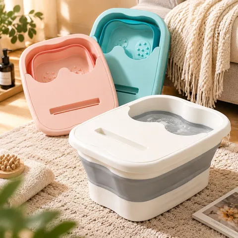Tragbare Faltbare Fußbadewanne Mit Massagepunkten Home Fuß Spa Becken Zusammenklappbarer Fußeinweicheimer Mit Deckel Und Telefonhalter