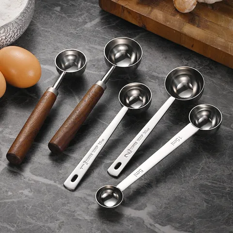 Thickened 304 Stainless Steel Measuring Spoon With Hanging Hole Long Handle Coffee Scoop For Flour Milk Powder Kitchen Measuring Tool