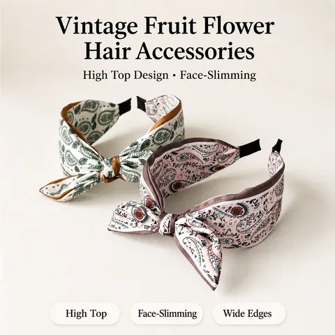 Paisley Print Strik Hoofdband Satijn Stof Knoop Brede Haarsband Retro Boheems Vintage Stijl Mode Haaraccessoire Vrouwen