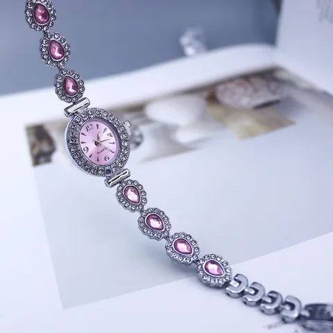 Mode Ovale Wijzerplaat Kwartshorloge Voor Vrouwen Luxe Strass Waterdruppel Edelsteen Decor Legering Polshorloge Elegante Casual Dames Sieraden Horloge