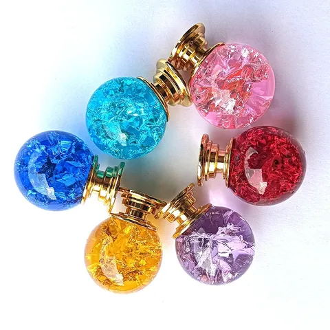 Spherical Glass Cabinet Pulls Transparent Crackle Design Drawer Knobs With Gold Metal Base For American Style Wardrobe Furniture