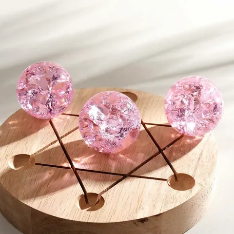 Crystal Glass Cracked Ice Ball Decorative Ornament Fountain Bonsai Colorful Crystal Ball Home Decor Feng Shui Sphere
