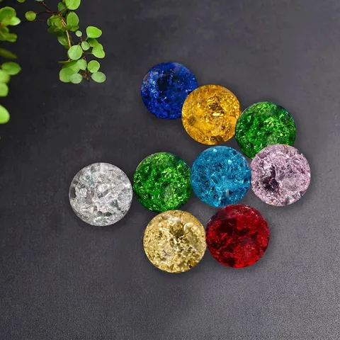 Crystal Glass Cracked Ice Ball Decorative Ornament Fountain Bonsai Colorful Crystal Ball Home Decor Feng Shui Sphere