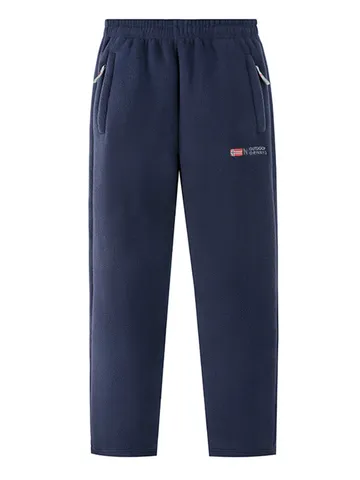 Men's Fleece Thermal Thickened Winter Casual Pants Straight Fit Drawstring Waist Warm Sweatpants