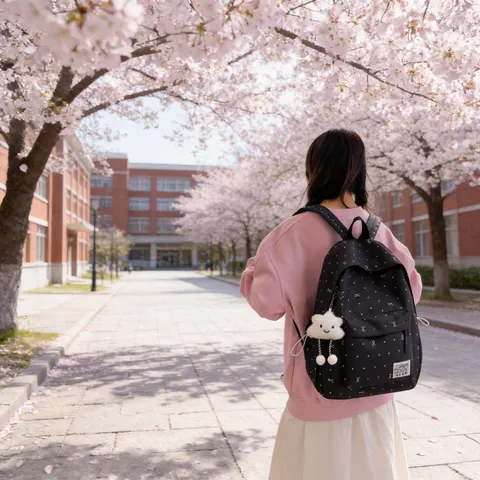 Japanischer Süßer Polka Dot Casual Rucksack Schleife Große Kapazität Schule Büchertasche Nylon Reise Daypack Für Teenager Mädchen