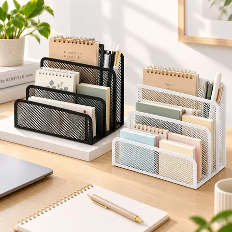 Metal Mesh Desktop File Organizer Tiered Letter Tray Document Holder Magazine Rack For Office School Home Desk Storage