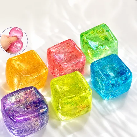 Giocattolo Squishy Cubo Serie Oceano Ritorno Lento Sollievo dallo Stress Con Conchiglia Stella Marina Glitter Regalo