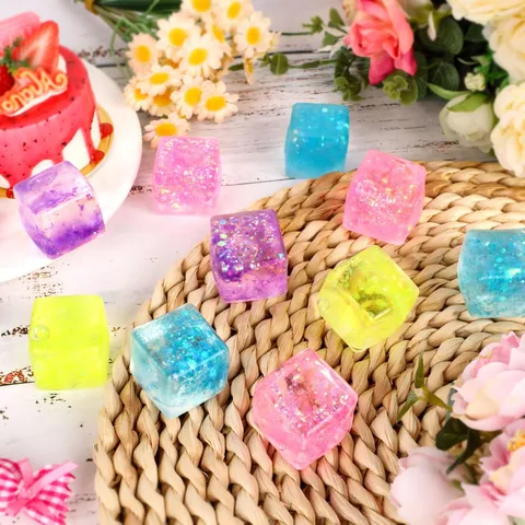 Giocattolo Squishy Cubo Serie Oceano Ritorno Lento Sollievo dallo Stress Con Conchiglia Stella Marina Glitter Regalo