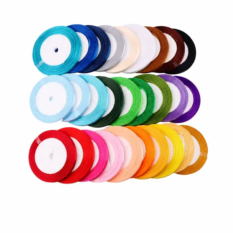 Satin Ribbon Solid Color Polyester Fabric Ribbon For Gift Wrapping Wedding Party Christmas Craft Decoration