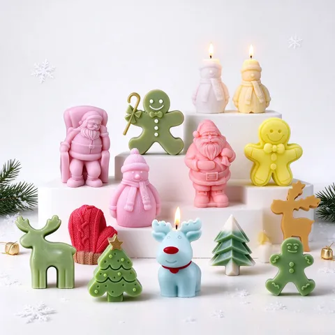 Moldes De Silicona Árbol De Navidad Hombre De Jengibre Reno Para DIY Velas Jabón Chocolate Repostería Mousse Hecho Mano