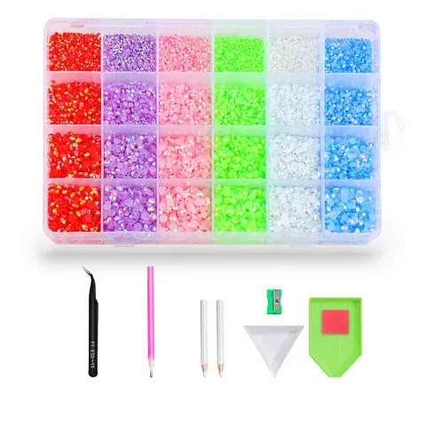 Platte Hars Jelly Strass Nagelkunst DIY Decoratie Set Met Opslagdoos En Professionele Gereedschappen Meerkleurig