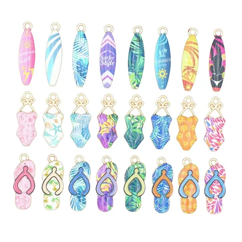 Ciondolo in Lega per Festa Hawaiana Estiva Ciondolo Smaltato Costume Pantofole Surfboard Accessori per Fai da Te
