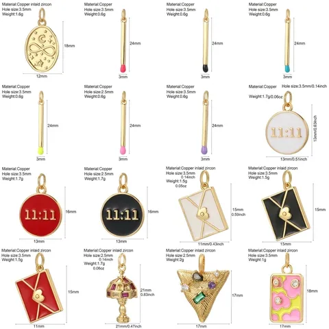DIY Copper Zirconia Bow Matchstick Wing Envelope Pendant Necklace Charm Jewelry Accessories