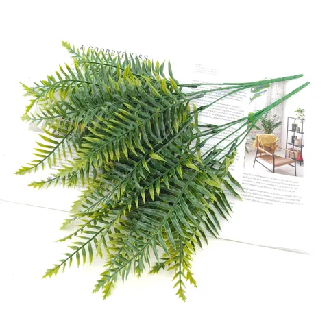 Simulation Persian Grass Fern Leaf Bundle Artificial Plant Plastic 7-Prong Greenery Branch For Home Living Room Wedding Party Office Decor