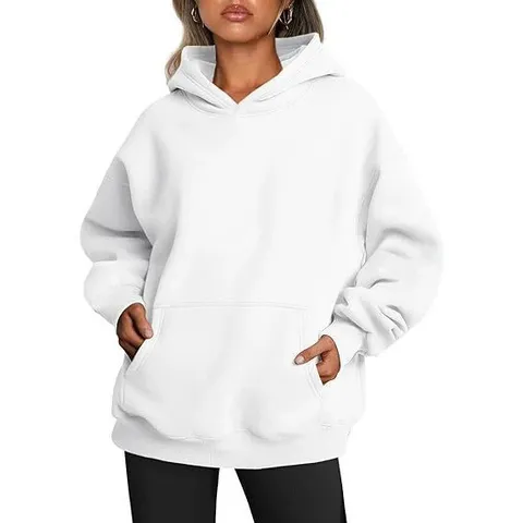 Sudadera Con Capucha Vintage Oversize Para Mujer Color Sólido Poliéster Spandex Top Con Bolsillo Canguro Para Otoño Invierno
