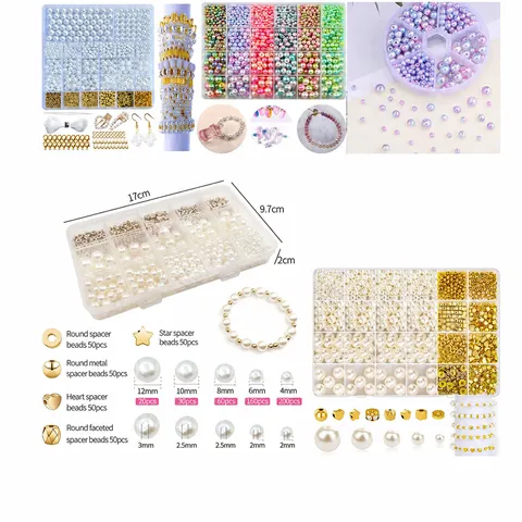 DIY Jewelry Making Beads Imitation Artificial Pearls And Metallic Spacer Beads For Handcrafted Bracelet Necklace Making Crafting