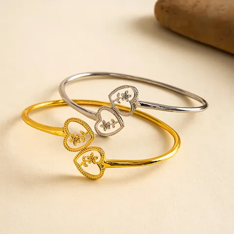 Brazalete Abierto de Aleación Vintage con Corazón y Flor Calados Brazalete de Brazo Minimalista Estilo Europeo Americano para Mujer Pulsera de Metal Retro Joyería Oro Plata