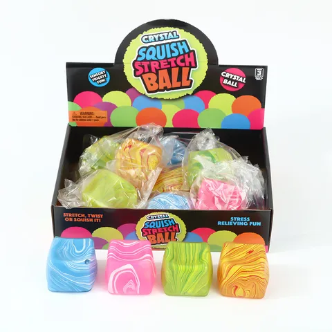 Jouet Squishy Carré Texture Marbrée Rebond Lent Soulagement du Stress Cube en Silicone pour Adultes Enfants Jouet Relaxant