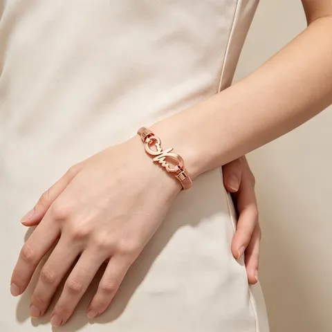Roestvrij Stalen Oneindigheidsteken Mesh Armring Forever Love Hart Armband Voor Vrouwen Valentijnsdag Sieraden Cadeau