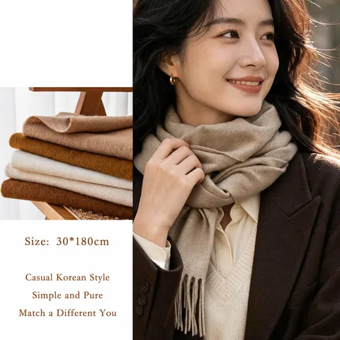 100% Kaschmir Schal Einfarbig Koreanischen Stil Warm Quaste Lange Stola Für Damen Herren Herbst Winter Frühling Unisex Mode Accessoire