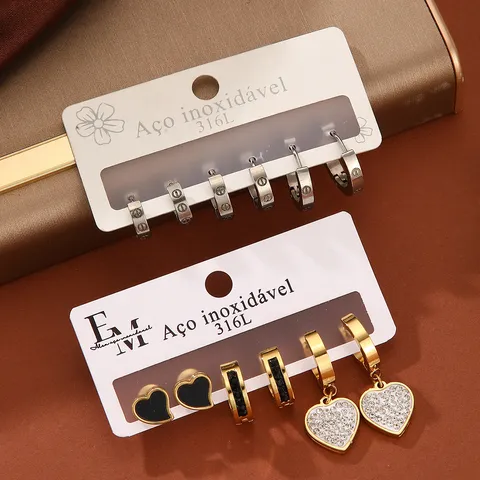 Roestvrijstalen Oorbellen en Ketting Set Minimalistisch Hart Anker Eiffeltoren Hanger Mode Sieraden Cadeau voor Vrouwen Mannen