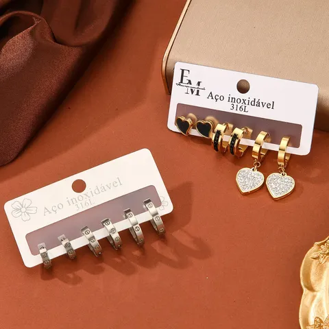 Roestvrijstalen Oorbellen en Ketting Set Minimalistisch Hart Anker Eiffeltoren Hanger Mode Sieraden Cadeau voor Vrouwen Mannen