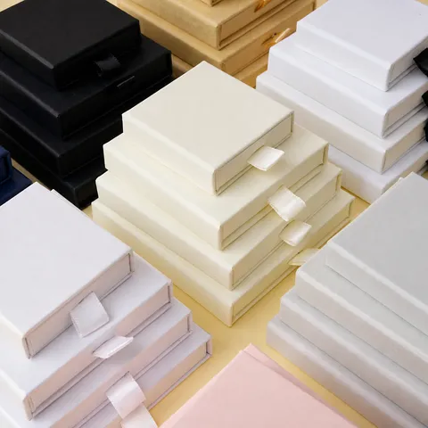 Flat Drawer Paper Box Jewelry Packaging Box For Stud Earrings Necklaces Rings Gift Display Storage Cardboard Box