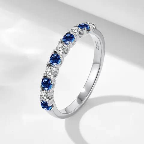 925 Sterling Silver 2.5mm Zirconia Ring For Women Minimalist Inlaid Half Eternity Band Fashion Jewelry Finger Ring Gift