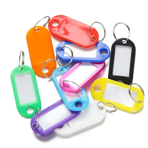 Plastic Key Tags With Split Ring Identification Labels Tags For Luggage Keys Multi-Color PP Key Fob Labels For Office Home