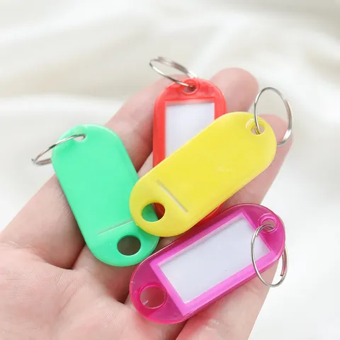Plastic Key Tags With Split Ring Identification Labels Tags For Luggage Keys Multi-Color PP Key Fob Labels For Office Home