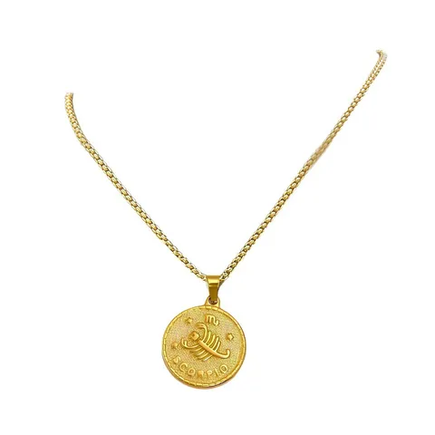 Edelstahl Sternbild Anhänger Halskette 18K Vergoldet Horoskop Münze Charm Minimalistischer Schmuck Geschenk Für Damen