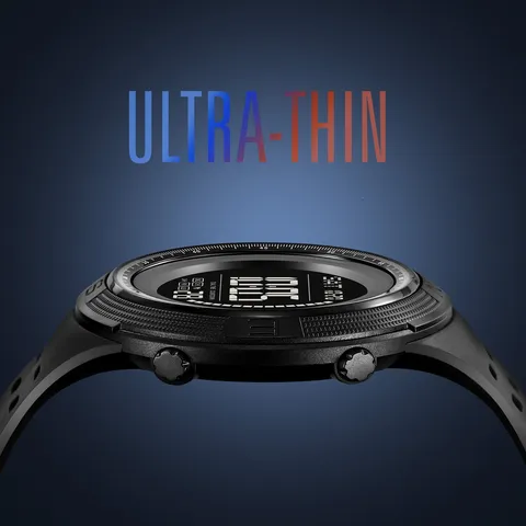 Reloj Digital Deportivo Impermeable para Hombre Reloj de Pulsera Electrónico con Alarma de Doble Hora Luz LED Espejo de Resina Correa de TPU