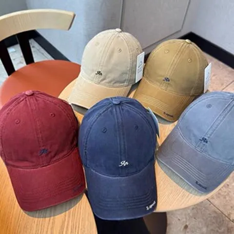 Casquette de Baseball en Coton Lavé Unisexe Style Coréen Décontracté Brodé de Lettres Chapeau de Soleil Ajustable à la Mode pour Sports