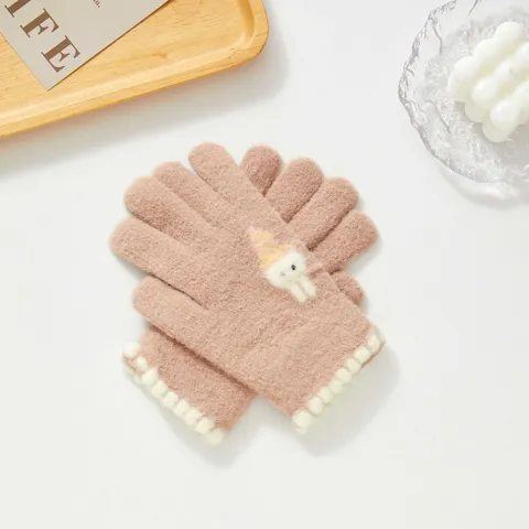 Gants en Tricot de Lapin de Dessin Animé Mignons pour Femmes Automne Hiver Chauds Gants à Écran Tactile Mitaines Thermiques
