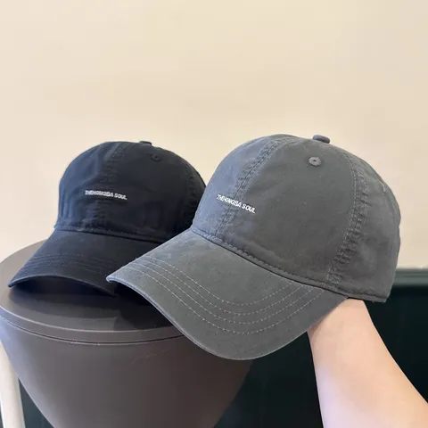Casquette de Baseball Femme Style Coréen en Coton Lavé Lettre Brodée Simple Réglable Protection Solaire Casquette pour Homme Jeunesse
