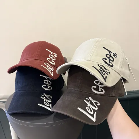 Casquette de Baseball en Coton Brodé Rétro Américain pour Hommes Femmes Lavé Réglable Sommet Souple Parasole Mode Streetwear Chapeau Lettre