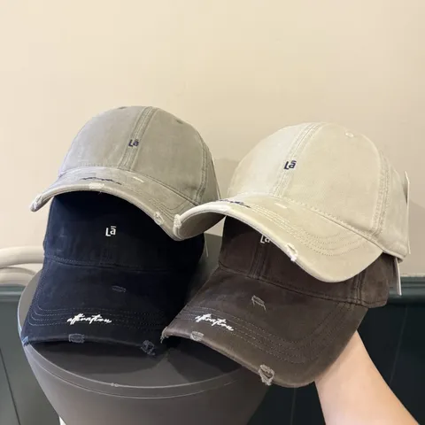 Casquette de Baseball en Coton Lavé avec Lettre Brodée pour Femmes Hommes Style Rétro Vieilli Réglable Décontracté Soleil
