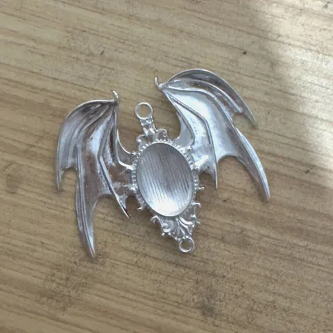 Gothic Vintage Halloween Bat Wing Charms Zinc Alloy Bat Pendants With Inlay Base For DIY Jewelry Making Necklaces Bracelets Accessories